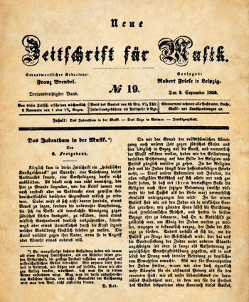 1850 Das Judenthum in der Musik (Neue Zeitschrift für Musik)
