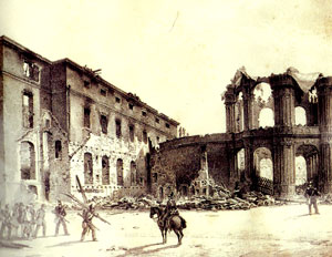 Ruine der Semperoper nach dem Aufstand  von 1848-49